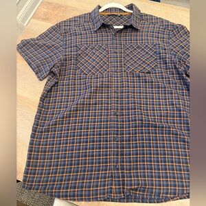 Arc'teryx Men's Blue and Orange Plaid Shirt